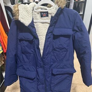 The Children's Place Blue Kids Jacket with Faux Fur Hood